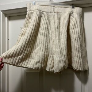 Nasty Gal Cream Ribbed Knit Shorts